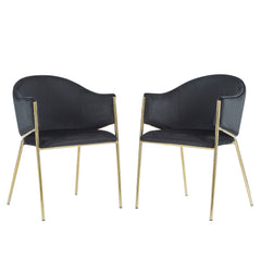 Modern Upholstered Dining Chair With Plush Velvet and Metal Frame