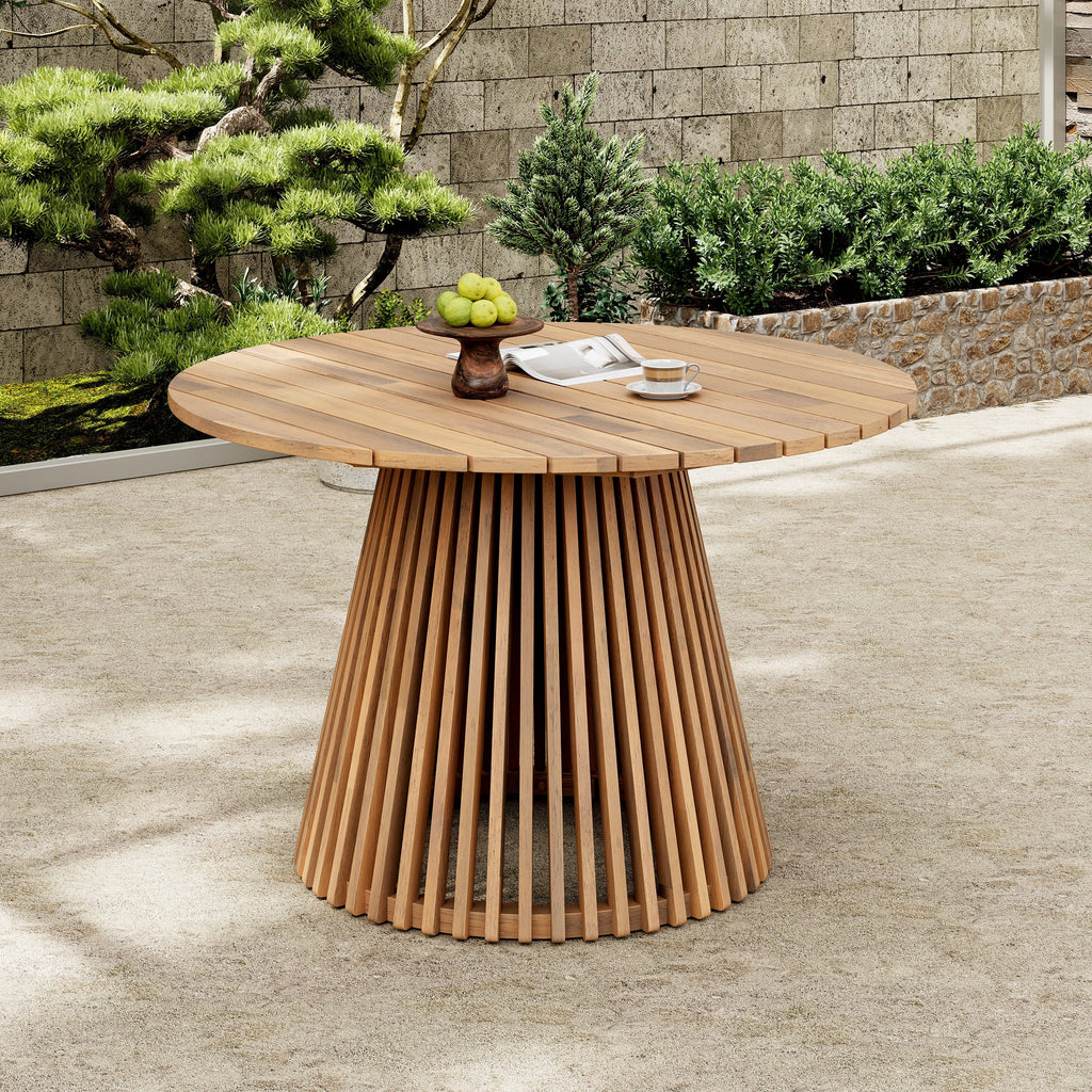Patio Set Outdoor Acacia Wood Furniture Sets - Braided Dining Chairs & Dining Table