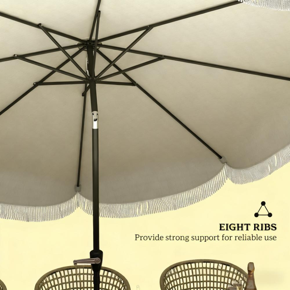 Vented Patio Table Umbrella, Outdoor Umbrella with Crank, 8 Ribs, Push Button Tilt