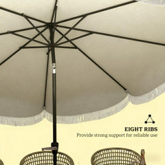 Vented Patio Table Umbrella, Outdoor Umbrella with Crank, 8 Ribs, Push Button Tilt