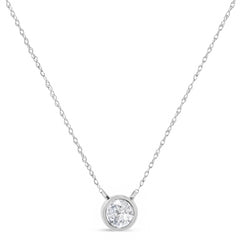 10K White Gold 1/3 Cttw Round-Cut Diamond Bezel 18" Pendant Necklace (J-K Color, I1-I2 Clarity)