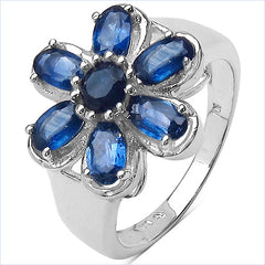 2.43 Carat Genuine Blue Sapphire .925 Sterling Silver Ring