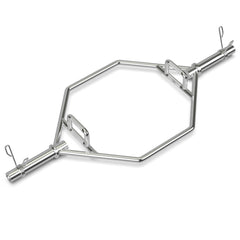 56 Inch Olympic Hexagon Deadlift Trap Bar with Folding Grips Powerlifting-Sliver