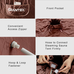 Portable Personal Steam Sauna Spa with Steamer Chair-Coffee