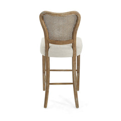 Cane-Back Upholstered Bar Stools Set of 2