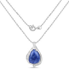 2.39 Carat Genuine Blue Aventurine and White Topaz .925 Sterling Silver Pendant