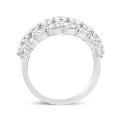 10K White Gold 2 1/2 Cttw Round Natural Diamond 3 Row Band Ring (I-J Color, I1-I2 Clarity) - Ring Size 7