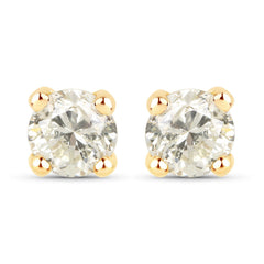 1.01 Carat Genuine LB Diamond 14K Yellow Gold Earrings