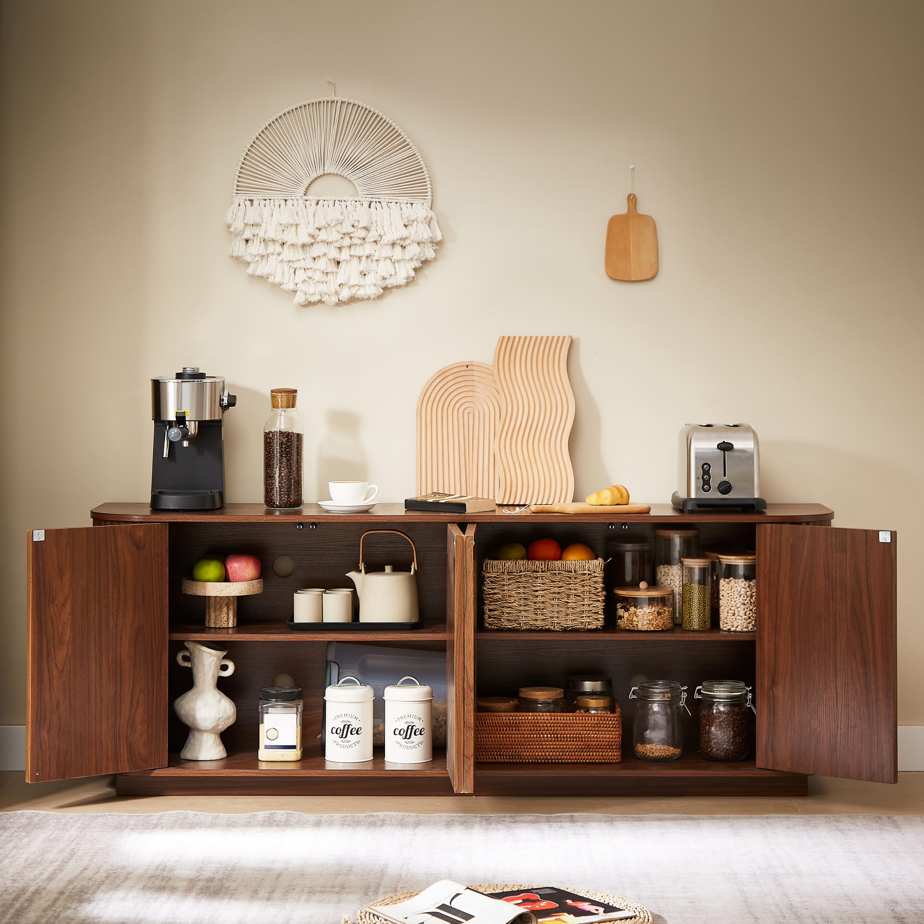 wave pattern sideboard storage cabinet