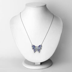 3.60 Carat Genuine Tanzanite and Swiss Blue Topaz .925 Sterling Silver Necklace