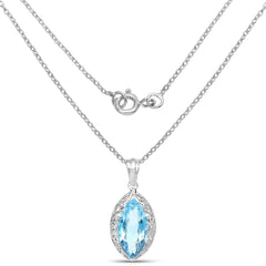 8.22 Carat Genuine Swiss Blue Topaz .925 Sterling Silver Pendant