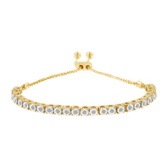 10K Yellow Gold over .925 Sterling Silver 1/4 Cttw Miracle-Set Diamond 4â€-10â€ Adjustable Bolo Tennis Bracelet (I-J Color, I3 Clarity)