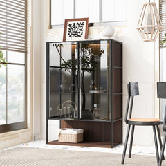 Modern Minimalist 51.2'' Tall Lighted Display Cabinet with Tempered Glass