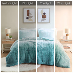 Twin Ombre Shaggy Fur Comforter Set