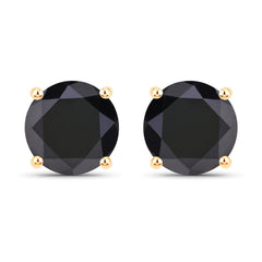 4.12 Carat Genuine Black Diamond 14K Yellow Gold Earrings
