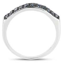 0.40 Carat Genuine Blue Diamond .925 Sterling Silver Ring