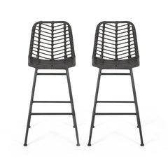 Sawtelle Outdoor Wicker Barstools (Set of 2)