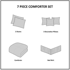 7 Piece Printed Seersucker Comforter Set Navy King