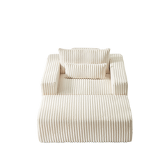 75-Inch Corduroy Sofa Lounge Chair with Removable Footrest
