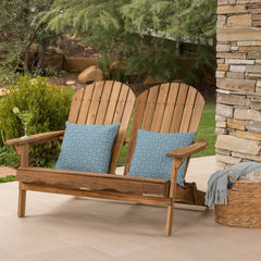 Outdoor Adirondack Rocking Loveseat with Hand Crafted Details Natural