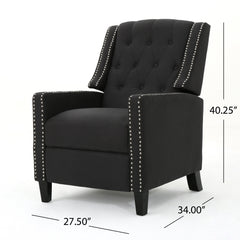 Classic Dark Grey Fabric Push Back Chair with Riveted Armrests