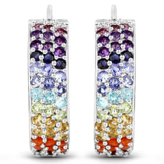 8.79 Carat Genuine Multi Stones .925 Sterling Silver Earrings
