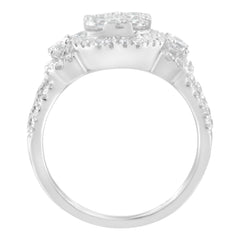 14K White Gold 2 1/4 Cttw Diamond Cocktail Cluster Ring (G-H Color, SI2-I1 Clarity) - Size 7