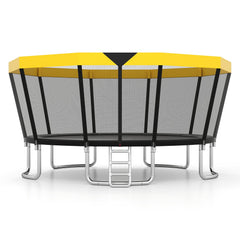 ASTM Compliant Recreational Trampoline with Non-Slip Ladder-Yellow