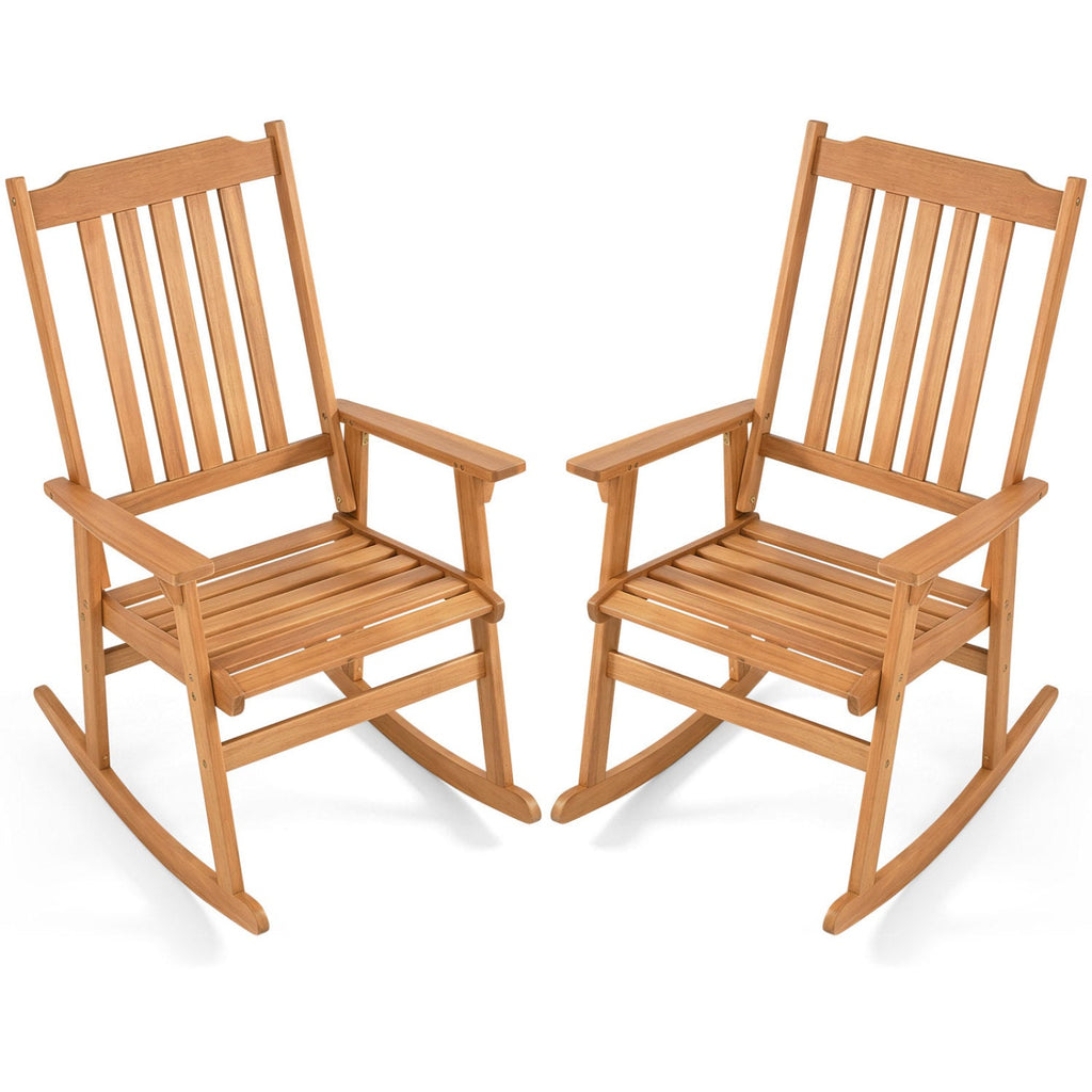 Acacia Wood Oversized Rocking Chair with High Back