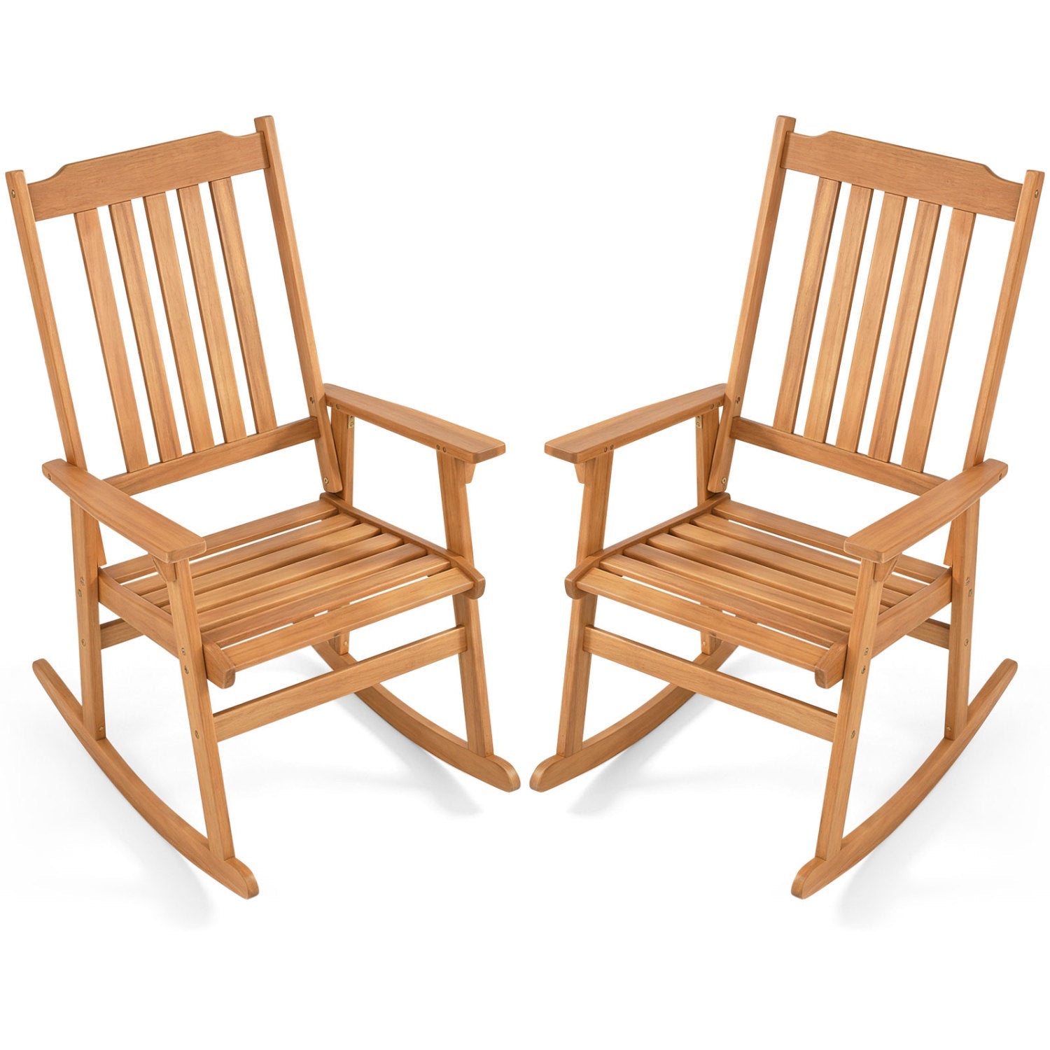 Acacia Wood Oversized Rocking Chair with High Back