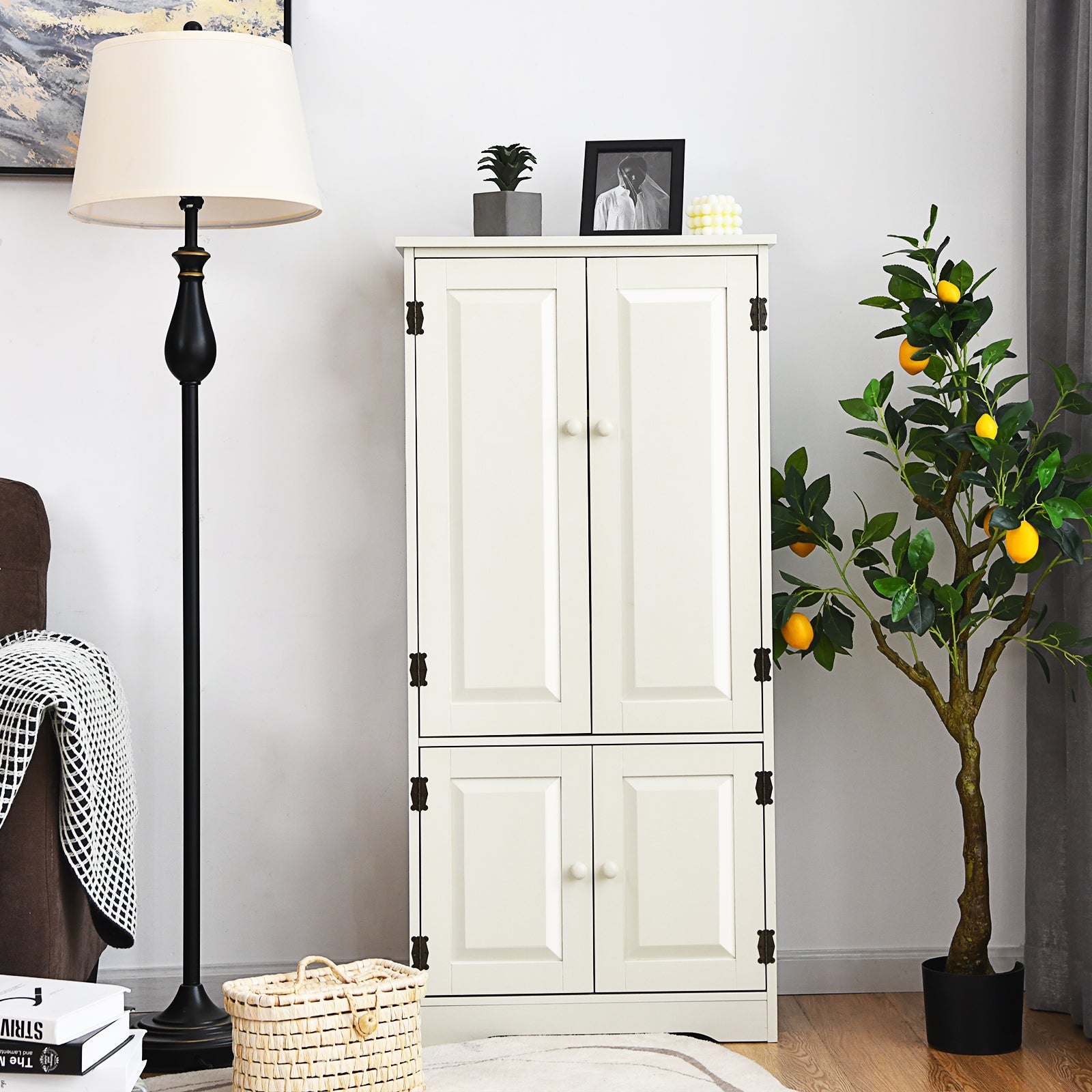 Accent Storage Cabinet Adjustable Shelves-White