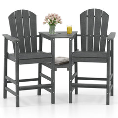 2-Seat Adirondack Chair All-Weather Adirondack Chair with Double Connecting Tray-Gray
