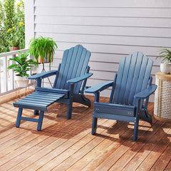 All-Weather HIPS Patio Adirondack Lounge Chair with Retractable Footrest