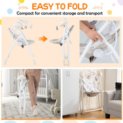 Electric Foldable Baby Rocking Chair with Adjustable Backrest