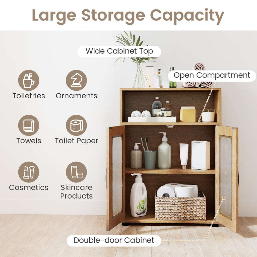 Bathroom Cabinet Freestanding Cabinet with 2 Doors and 3-Level Adjustable Shelf
