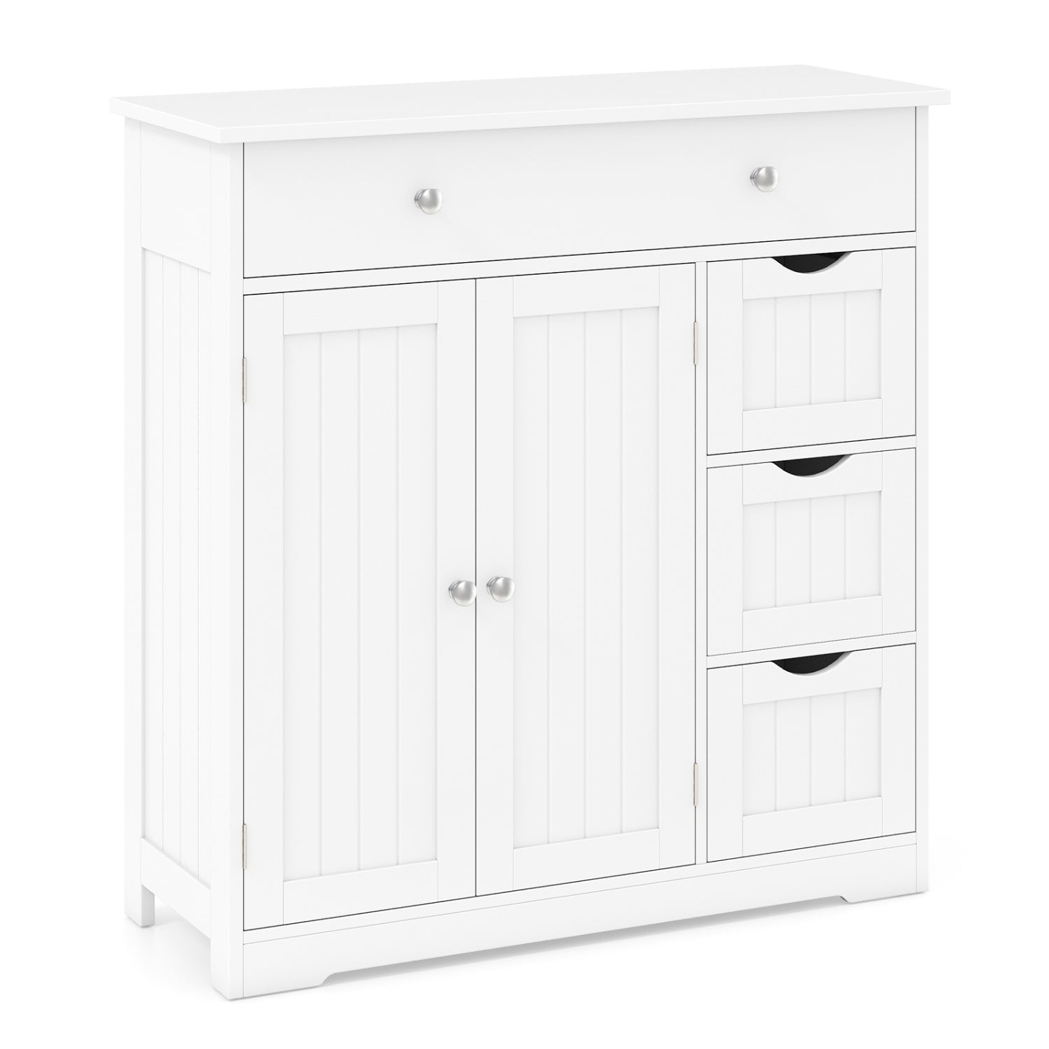 Bathroom Floor Cabinet with 4 Drawers and 2 Doors - White