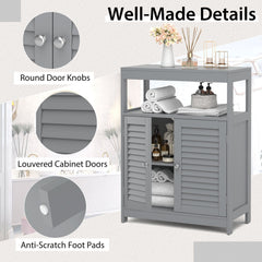 Freestanding Bathroom Floor Cabinet with Double Shutter Doors