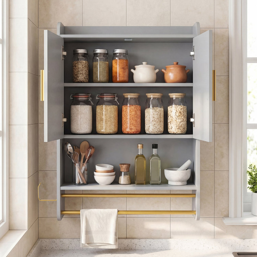 Bathroom Wall Cabinet Wall Mounted Medicine Cabinet with Towel Bars
