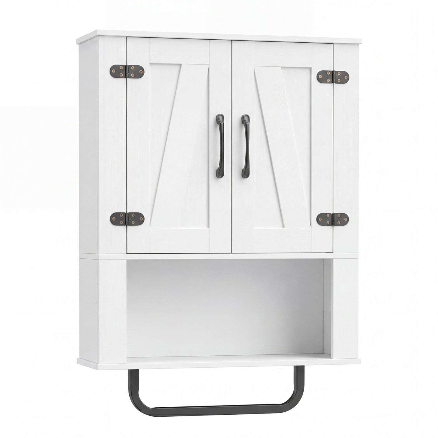 Bathroom Wall Cabinet with Barn Doors and Towel Bar