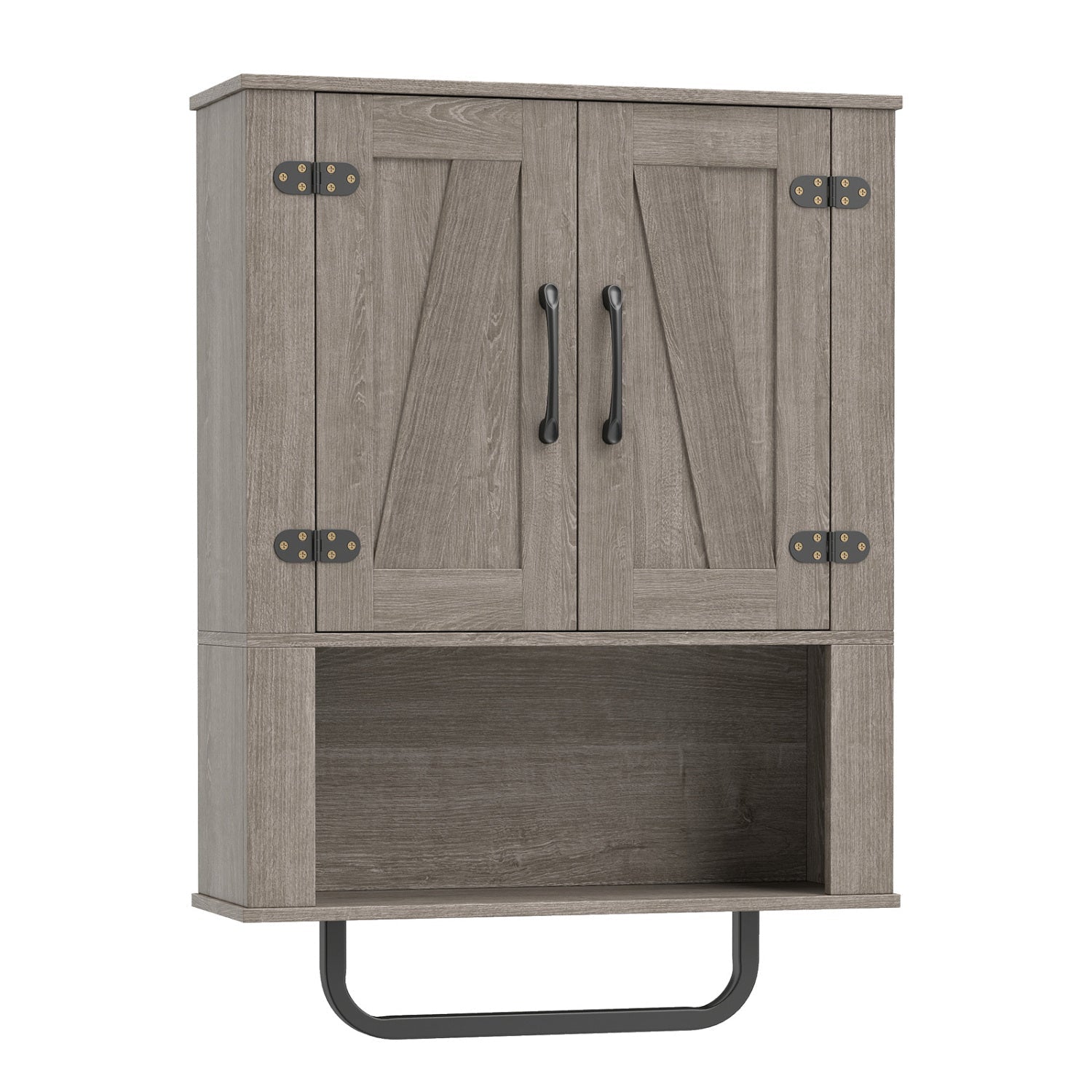 Bathroom Wall Cabinet with Barn Doors and Towel Bar