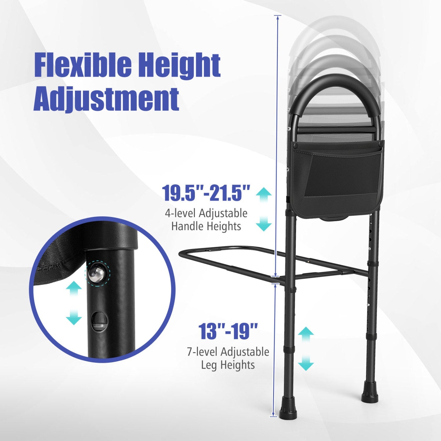 Bed Rails for Elderly Adults Safety Height Adjustable Bed Assist Railings