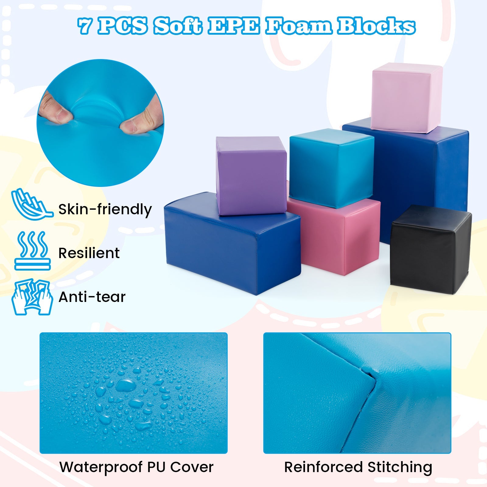 7-Piece Big Foam Building Blocks for Toddlers and Kids