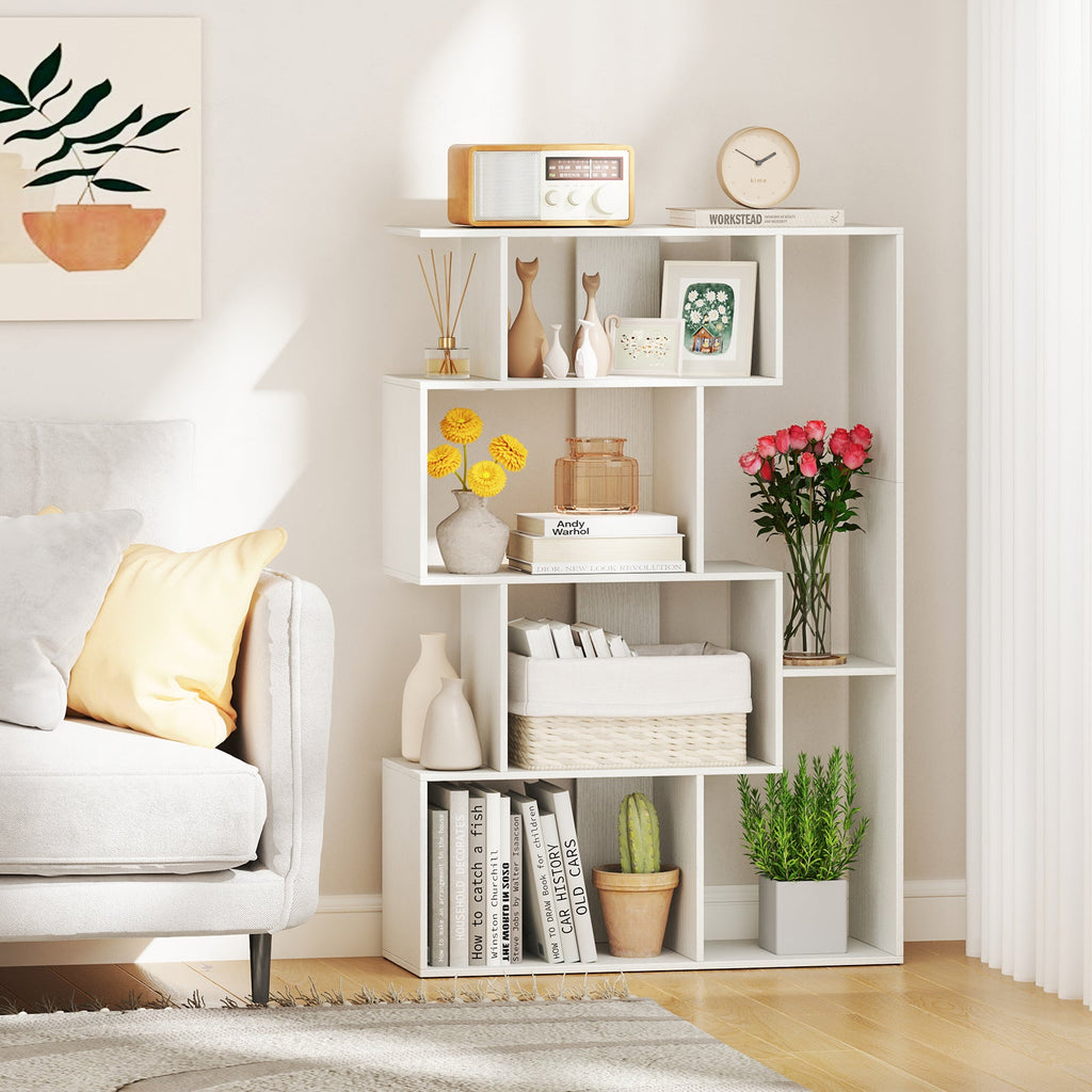 47 Inch 6-Cube Open-back Geometric Bookshelf for Bedroom Living Room-White