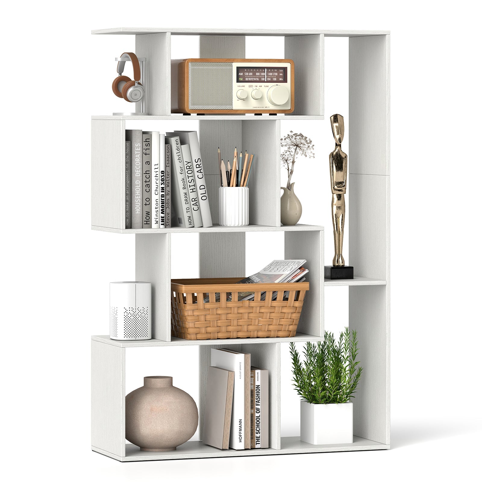 47 Inch 6-Cube Open-back Geometric Bookshelf for Bedroom Living Room-White