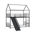 Bunk Bed Twin Over Twin House Bunk Bed Frame with Metal Slats