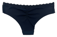 Laser Cut Rib Cheeky with Lace Waist, XS-2X
