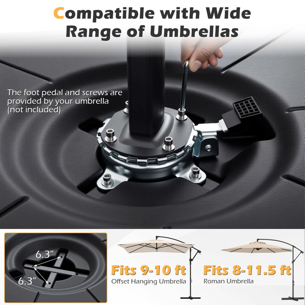 Cantilever Patio Umbrella Base 220 LBS Water and Sand Fillable Weighted Stand