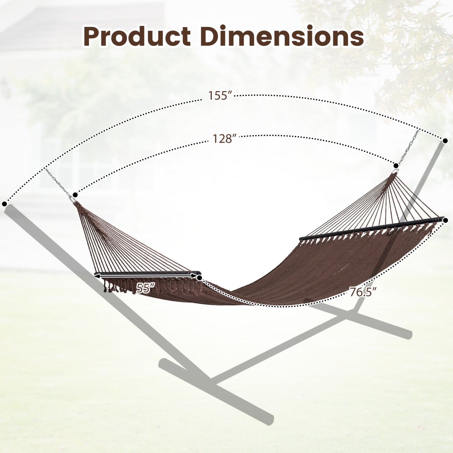 Caribbean Hammock with Spreader Bar for Patio Poolside