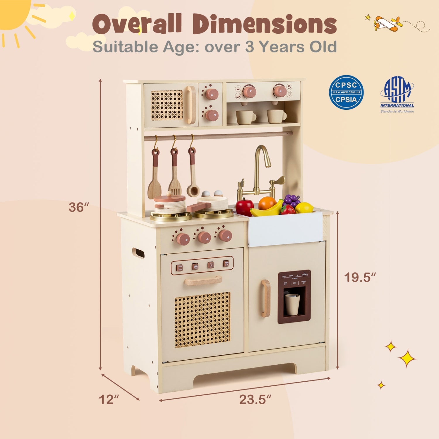 Chef Pretend Play Kitchen for Kids with Realistic Lights and Sounds