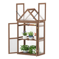 Cold Frame Mini Wooden Greenhouse for Vegetable and Flower-Brown